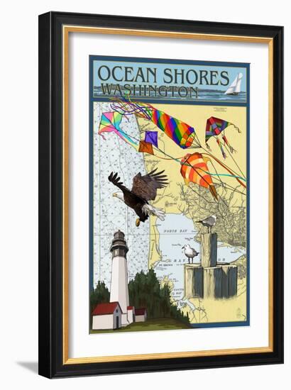 Ocean Shores, Washington - Nautical Chart-Lantern Press-Framed Art Print