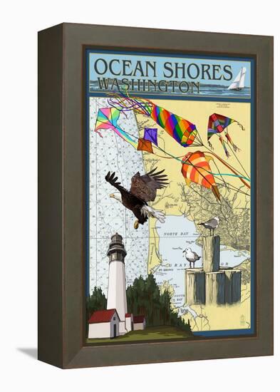 Ocean Shores, Washington - Nautical Chart-Lantern Press-Framed Stretched Canvas