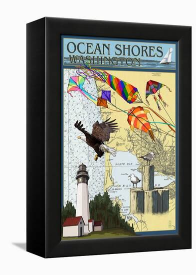 Ocean Shores, Washington - Nautical Chart-Lantern Press-Framed Stretched Canvas