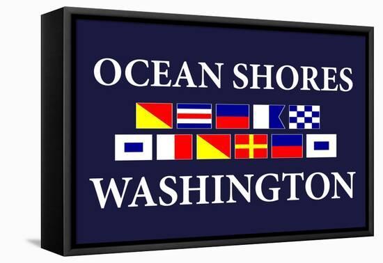 Ocean Shores, Washington - Nautical Flags-Lantern Press-Framed Stretched Canvas