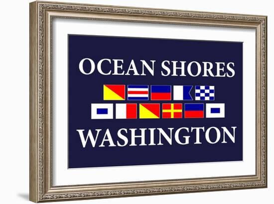 Ocean Shores, Washington - Nautical Flags-Lantern Press-Framed Art Print