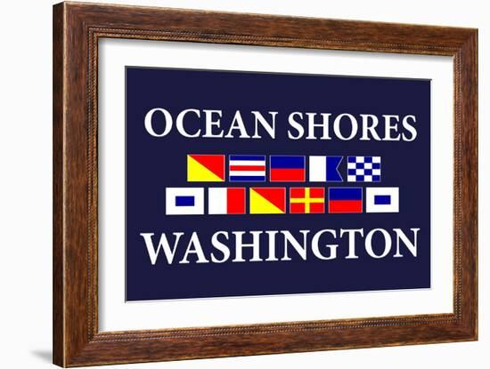 Ocean Shores, Washington - Nautical Flags-Lantern Press-Framed Art Print