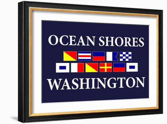 Ocean Shores, Washington - Nautical Flags-Lantern Press-Framed Art Print