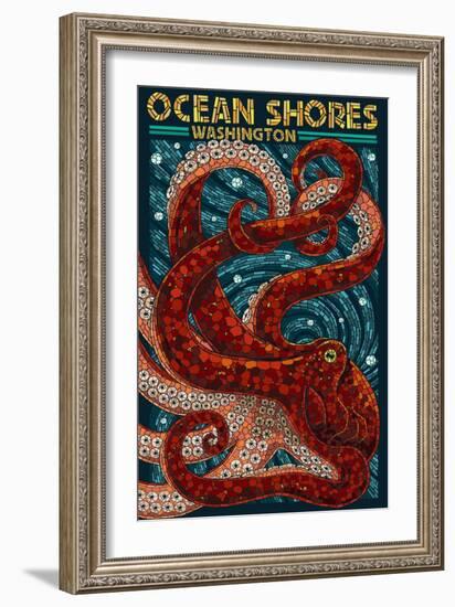 Ocean Shores, Washington - Octopus Mosaic-Lantern Press-Framed Art Print