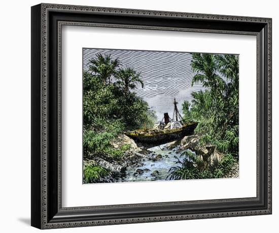 Ocean Steamship Carried Inland in Sumatra by Tsunami from the Krakatoa Eruption, 1883-null-Framed Giclee Print