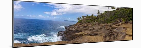 Ocean view from Spitting Caves. Hidden treasure in Honolulu. Oahu. Hawaii.-Tom Norring-Mounted Photographic Print