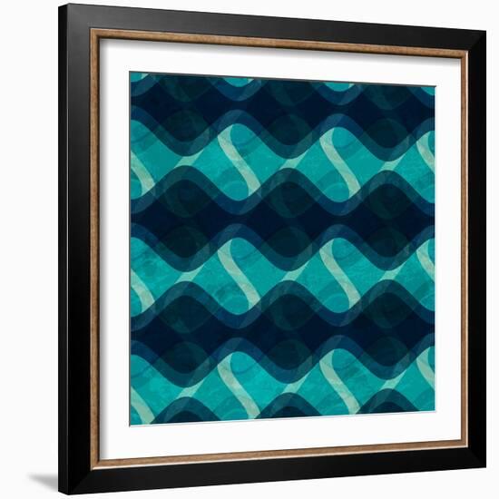 Ocean Wave Seamless Texture with Grunge Effect-gudinny-Framed Premium Giclee Print