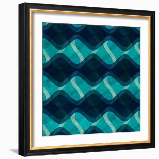 Ocean Wave Seamless Texture with Grunge Effect-gudinny-Framed Premium Giclee Print