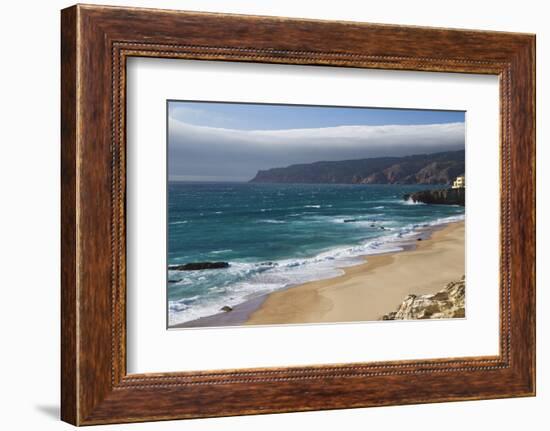 Ocean Waves Crashing on the Sandy Beach of Cascais, Surrounded by Cliffs, Estoril Coast-Roberto Moiola-Framed Photographic Print