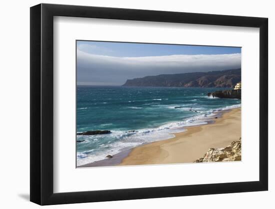 Ocean Waves Crashing on the Sandy Beach of Cascais, Surrounded by Cliffs, Estoril Coast-Roberto Moiola-Framed Photographic Print