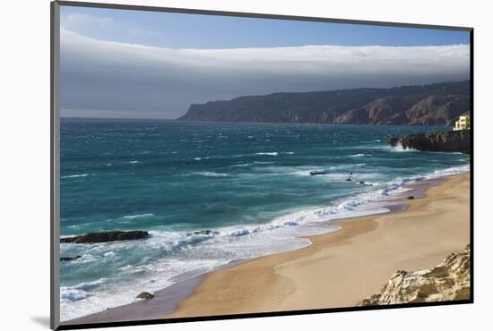 Ocean Waves Crashing on the Sandy Beach of Cascais, Surrounded by Cliffs, Estoril Coast-Roberto Moiola-Mounted Photographic Print