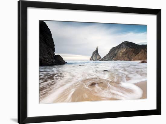 Ocean Waves Crashing on the Sandy Beach of Praia Da Ursa Surrounded by Cliffs, Cabo Da Roca-Roberto Moiola-Framed Photographic Print