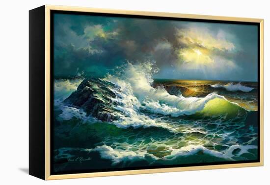 Ocean Waves-Diane Romanello-Framed Stretched Canvas