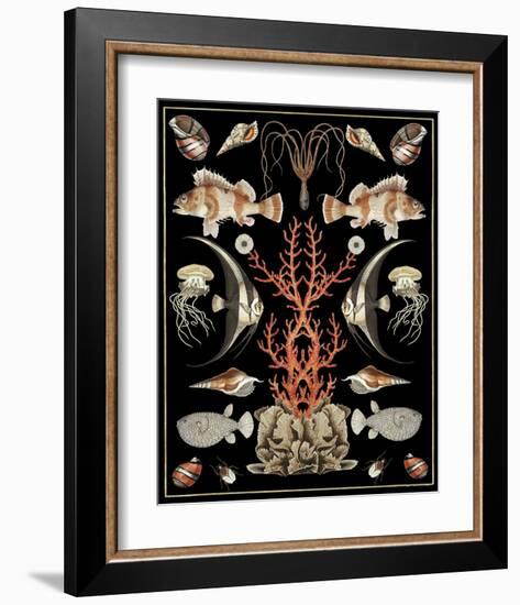 Oceana - Coral on Black-Susan Clickner-Framed Art Print