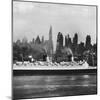 Oceanliner 'Queen Elizabeth' on the Hudson River-Andreas Feininger-Mounted Photographic Print