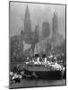 Oceanliner Queen Elizabeth Sailing in to Port-Andreas Feininger-Mounted Photographic Print