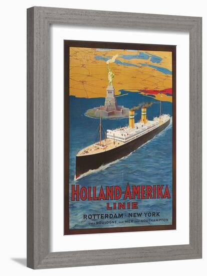 Oceanliner, Statue of Liberty, New York City-null-Framed Art Print