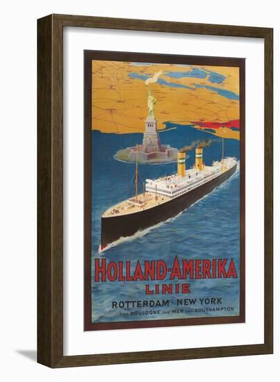 Oceanliner, Statue of Liberty, New York City-null-Framed Art Print