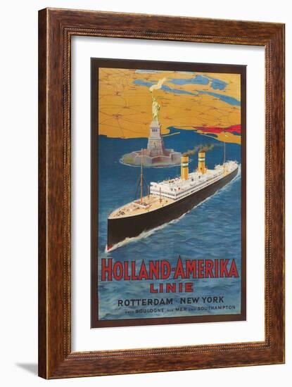 Oceanliner, Statue of Liberty, New York City-null-Framed Art Print