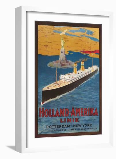 Oceanliner, Statue of Liberty, New York City-null-Framed Art Print