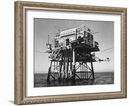 Oceanographic Research Tower Utilizing Electronic Equipment-null-Framed Photographic Print