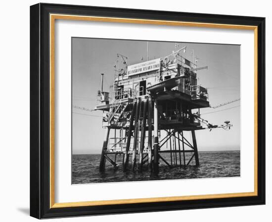 Oceanographic Research Tower Utilizing Electronic Equipment-null-Framed Photographic Print