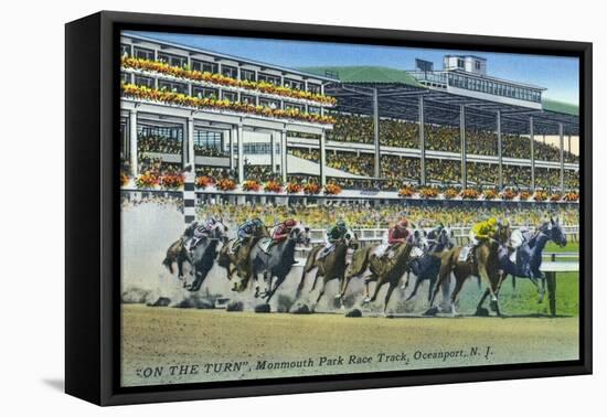 Oceanport, New Jersey - Monmouth Park Race Track Scene-Lantern Press-Framed Stretched Canvas