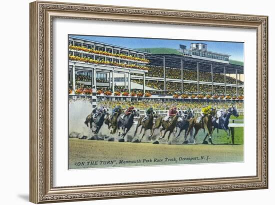 Oceanport, New Jersey - Monmouth Park Race Track Scene-Lantern Press-Framed Art Print