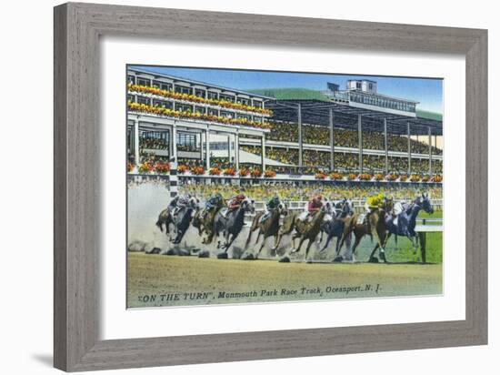 Oceanport, New Jersey - Monmouth Park Race Track Scene-Lantern Press-Framed Art Print