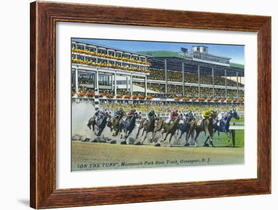 Oceanport, New Jersey - Monmouth Park Race Track Scene-Lantern Press-Framed Art Print