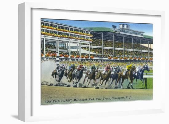 Oceanport, New Jersey - Monmouth Park Race Track Scene-Lantern Press-Framed Art Print