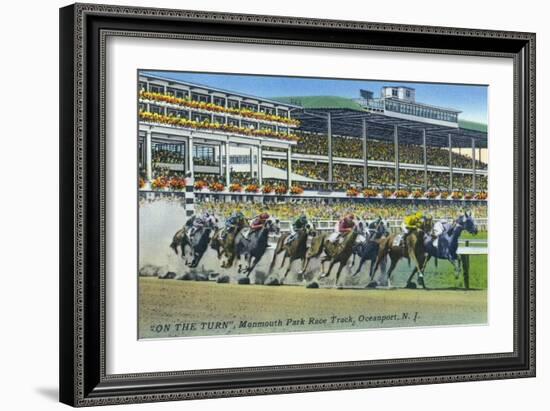 Oceanport, New Jersey - Monmouth Park Race Track Scene-Lantern Press-Framed Art Print