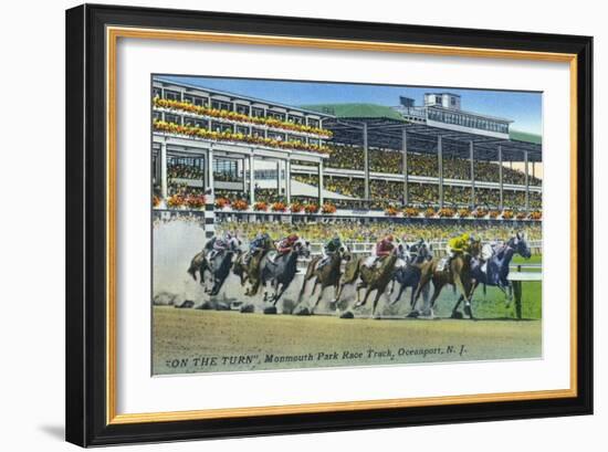 Oceanport, New Jersey - Monmouth Park Race Track Scene-Lantern Press-Framed Art Print