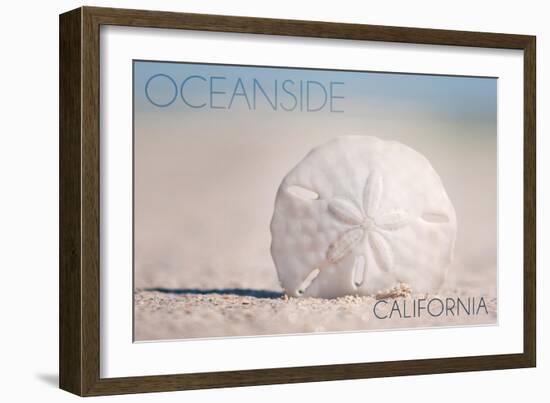 Oceanside, California - Sand Dollar on Beach-Lantern Press-Framed Art Print