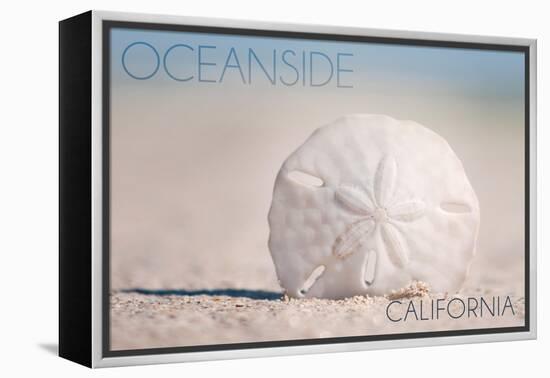 Oceanside, California - Sand Dollar on Beach-Lantern Press-Framed Stretched Canvas