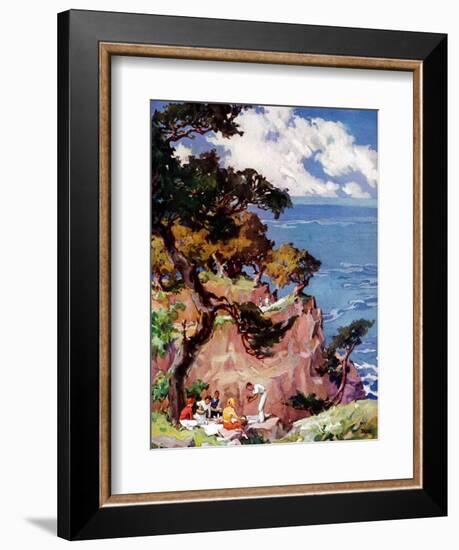 "Oceanside Picnic,"February 1, 1939-G. Kay-Framed Giclee Print