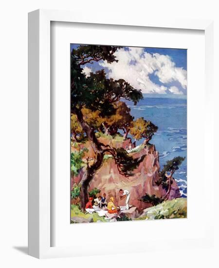 "Oceanside Picnic,"February 1, 1939-G. Kay-Framed Giclee Print