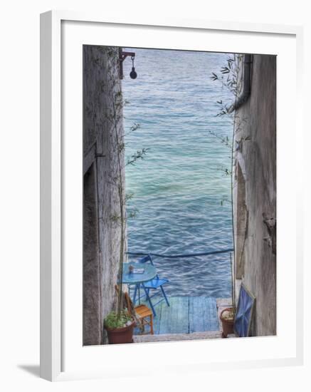 Oceanside Seating For Two, Rovigno, Croatia-Adam Jones-Framed Photographic Print