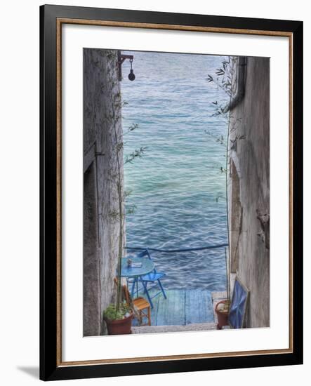 Oceanside Seating For Two, Rovigno, Croatia-Adam Jones-Framed Photographic Print