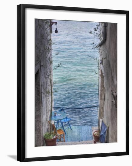 Oceanside Seating For Two, Rovigno, Croatia-Adam Jones-Framed Photographic Print