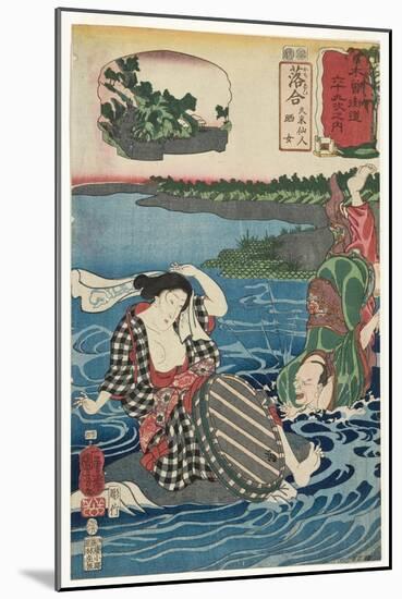 Ochiai: Kume Sennin and the Laundress, 1852-Utagawa Kuniyoshi-Mounted Giclee Print