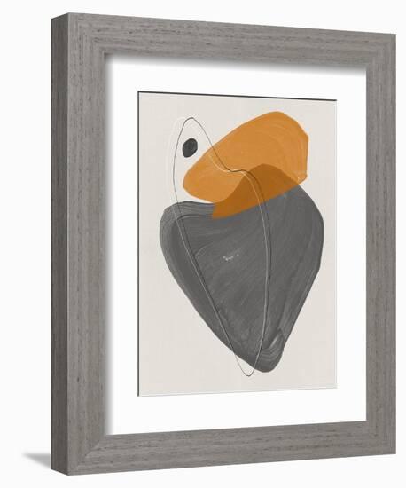 Ochre and Gray Abstract Shapes-Eline Isaksen-Framed Premium Giclee Print