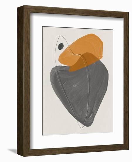Ochre and Gray Abstract Shapes-Eline Isaksen-Framed Premium Giclee Print