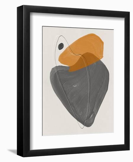 Ochre and Gray Abstract Shapes-Eline Isaksen-Framed Premium Giclee Print