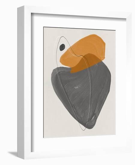 Ochre and Gray Abstract Shapes-Eline Isaksen-Framed Premium Giclee Print