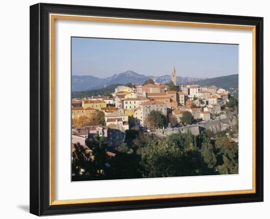 Ochre and Pastels at Sunset, Medieval Hilltop Town, Labin, Istria, Croatia-Ken Gillham-Framed Photographic Print