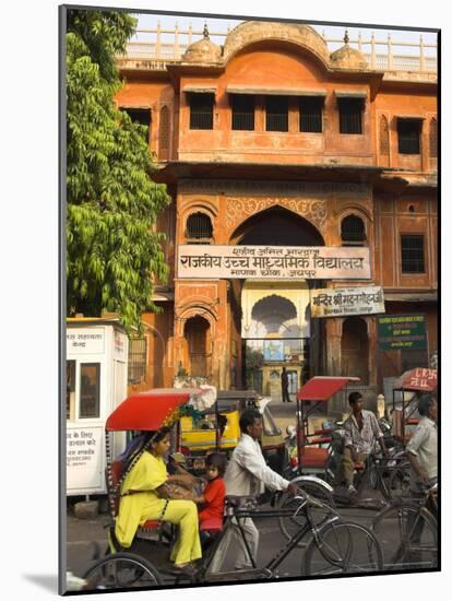 Ochre Facade of Old Building, Sireh Deori Bazaar, Old City, Jaipur, Rajasthan State, India-Eitan Simanor-Mounted Photographic Print