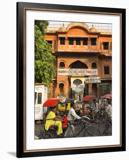 Ochre Facade of Old Building, Sireh Deori Bazaar, Old City, Jaipur, Rajasthan State, India-Eitan Simanor-Framed Photographic Print