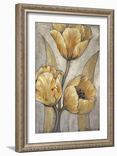 Ochre & Grey Tulips I-Tim O'toole-Framed Art Print