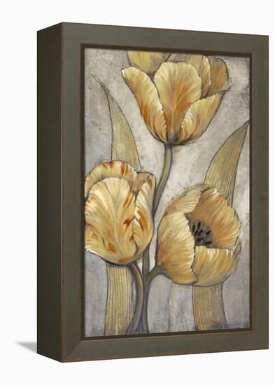 Ochre & Grey Tulips I-Tim O'toole-Framed Stretched Canvas